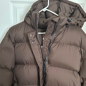 Quince women's responsible Puffer Jacket with Hood
 brown X-Large